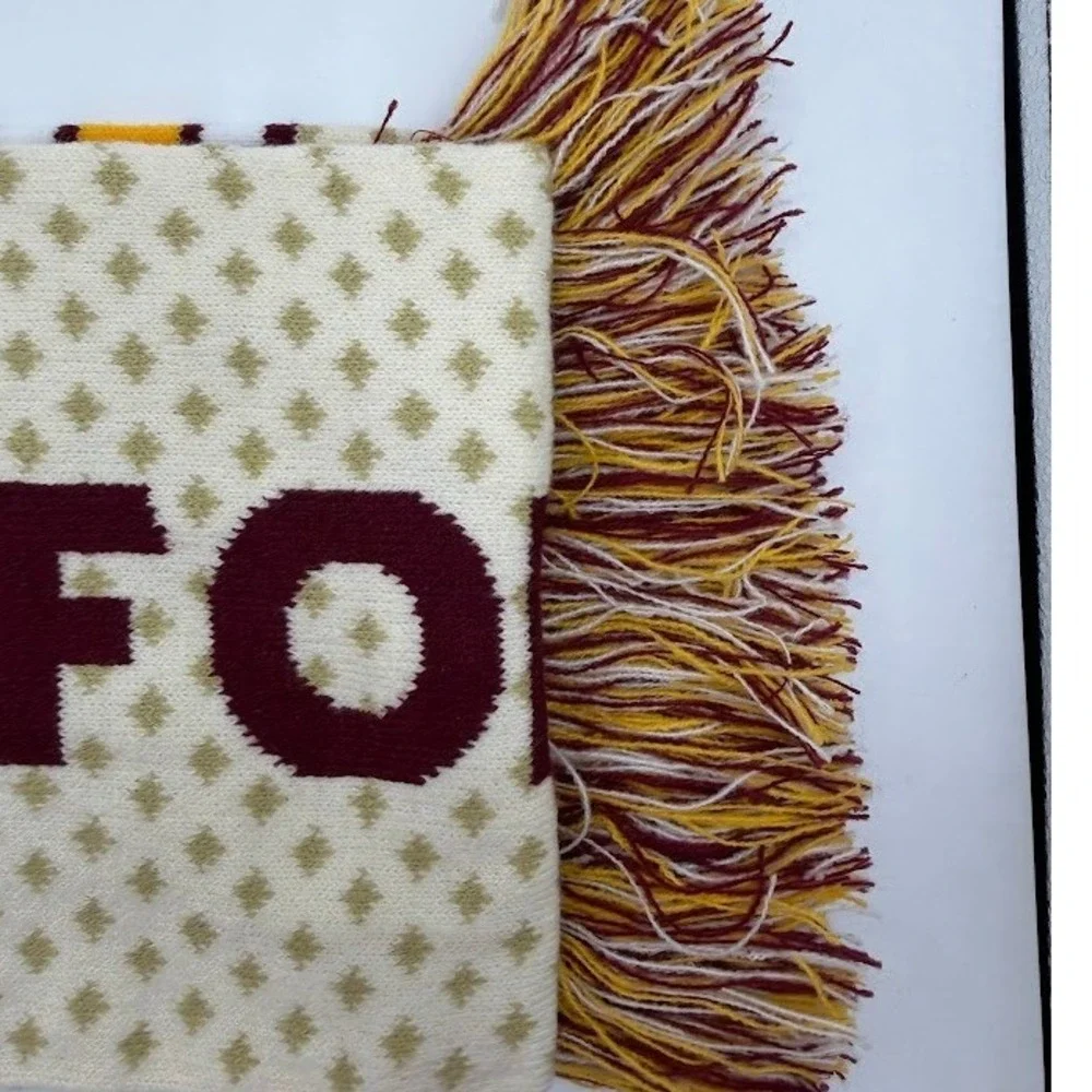 Washington Commanders Football Knit Fringe Scarf Burgundy Gold White Cream NCFU
